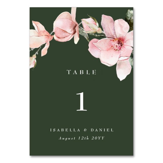 Numéro De Table Délicat Mariage de Magnolia Florale Verte (Par défaut)