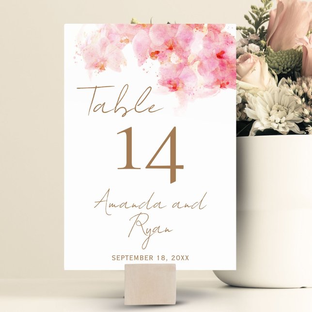 Numéro De Table Délicat Mariage floral de l'orchidée (Créateur téléchargé)
