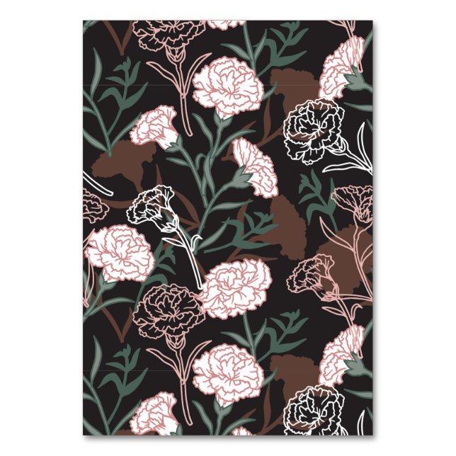 Numéro De Table Délicates oeillets roses avec fleurs Feuilles vert (Par défaut)