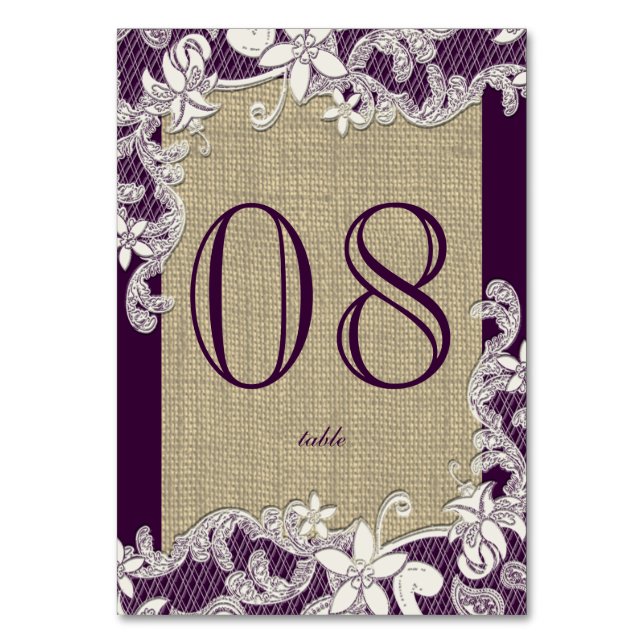 Numéro De Table Dentelle de pays vintage pourpre (Par défaut)