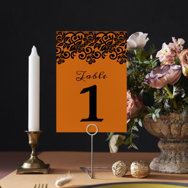 Numéro De Table Dentelle gothique Halloween Mariage noir orange (Créateur téléchargé)