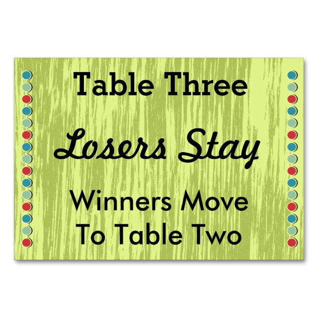 Numéro de table des points Bunco carte #3 (Devant)