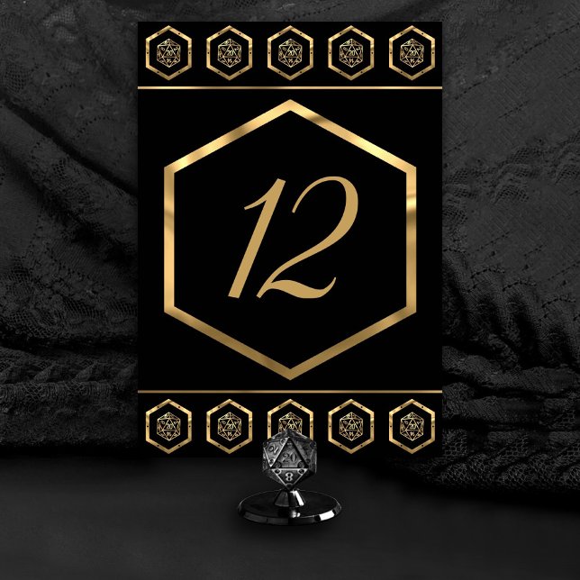 Numéro De Table Dés RPG | Gold Imaginaire Retro Tabletop PnP Gamer (Créateur téléchargé)