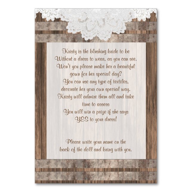 Numéro De Table Design du bois et de la dentelle (Par défaut)