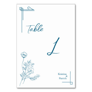 Numéro De Table Design floral bleu océan classique