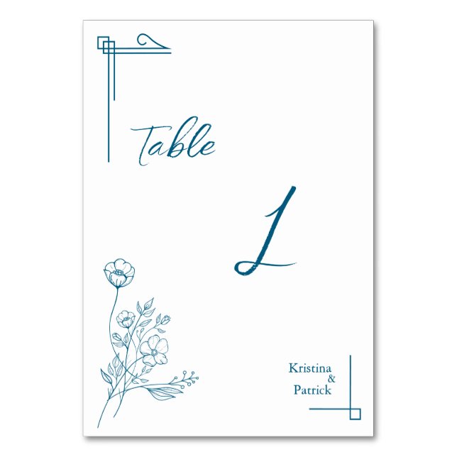 Numéro De Table Design floral bleu océan classique (Par défaut)