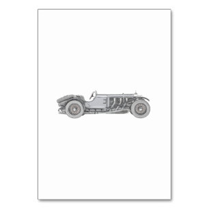 Numéro De Table Dessin SSK Mercedes-Benz 1928 noir et blanc