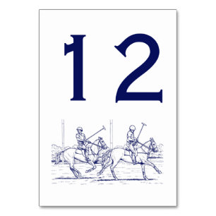 Numéro De Table Dessin stylisé vintage de match de polo #2 bleu
