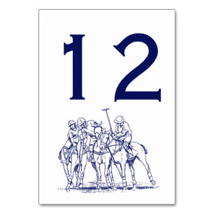 Numéro De Table Dessin stylisé vintage d'un match de polo #1 Bleu