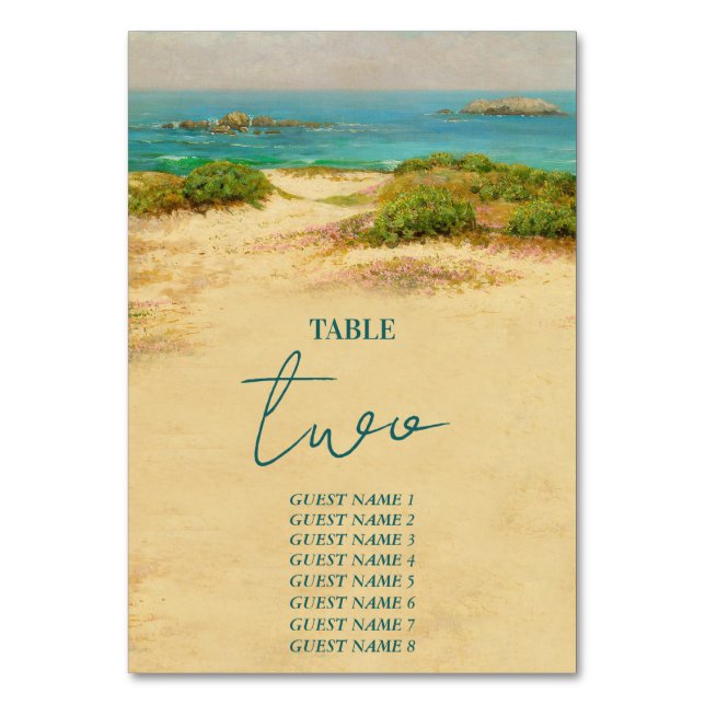 Numéro De Table Destination de mariage côtier plage aquarelle (Par défaut)