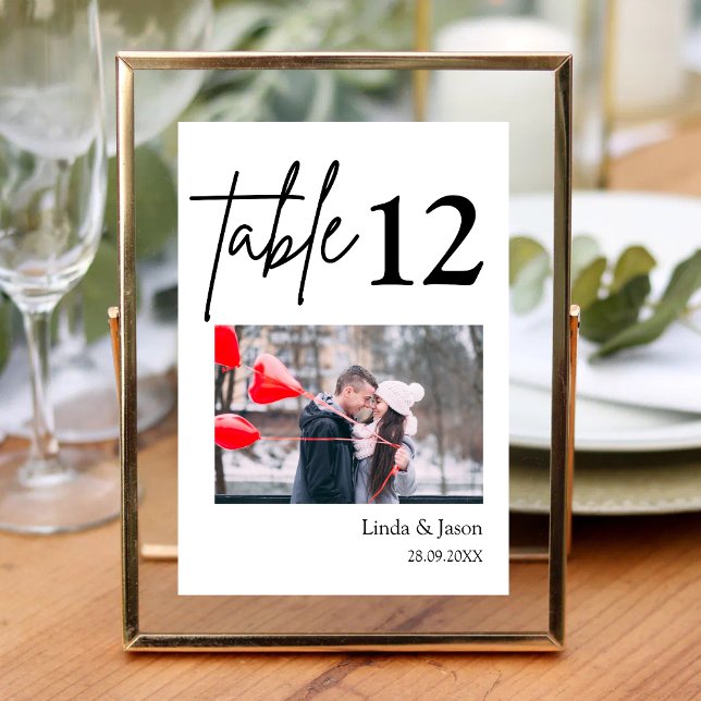 Numéro De Table Destination de voyage de mariage Nom de la photo N (Travel destination photo table numbers guide guests while showcasing your love story.)