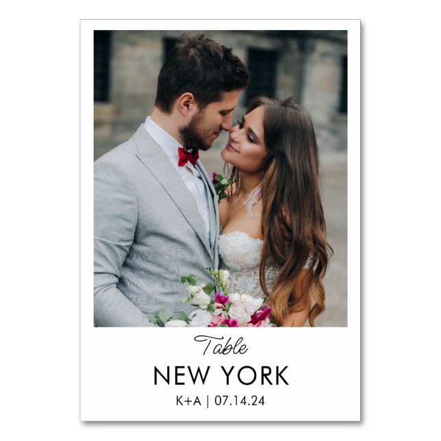 Numéro De Table Destination de voyage de mariage Photo & Nom  (Par défaut)