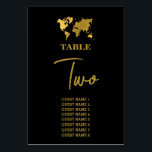 Numéro De Table Destination Wedding World Passport Black Gold<br><div class="desc">A black and gold destination wedding passport design with gold world map, airplane and travel elements. This design is ideal for all Spring, Summer, Fall and Winter destination weddings. An elegant black and gold wedding travel design with passport layout, world map and custom couple photo. A modern destination wedding table...</div>