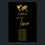Numéro De Table Destination Wedding World Passport Black Gold<br><div class="desc">A black and gold destination wedding passport design with gold world map, airplane and travel elements. This design is ideal for all Spring, Summer, Fall and Winter destination weddings. An elegant black and gold wedding travel design with passport layout, world map and custom couple photo. A modern destination wedding table...</div>