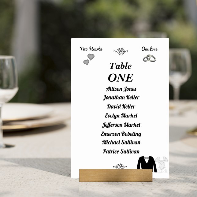 Numéro De Table Deux cœurs, un amour, nouage de la cravate  (Créateur téléchargé)