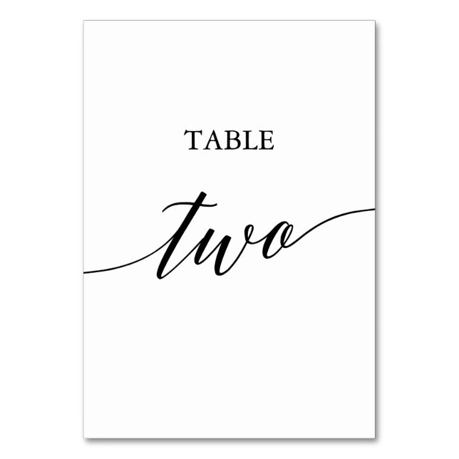 Numéro de table deux en calligraphie noire élégant (Par défaut)