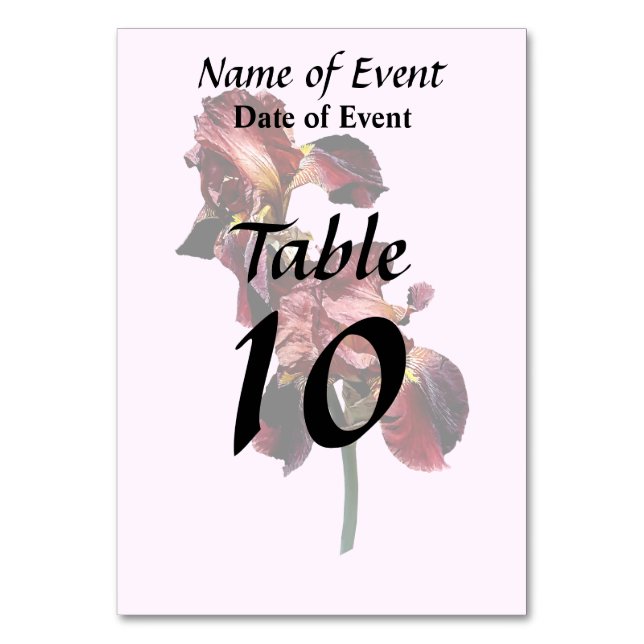 Numéro De Table Deux iris marron et jaune (Dos)