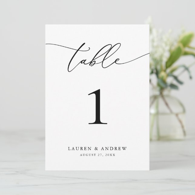 Numéro de table d'événement Mariage noir et blanc (Debout devant)