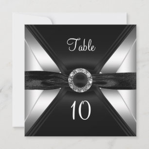 Numéro de Table Diamant Bijou Noir Blanc Argent