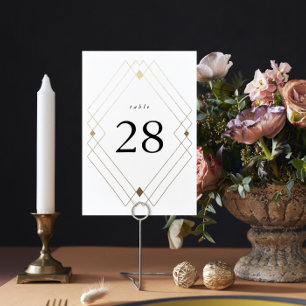Numéro De Table Diamant Or Blanc Géométrique Mariage Gatsby