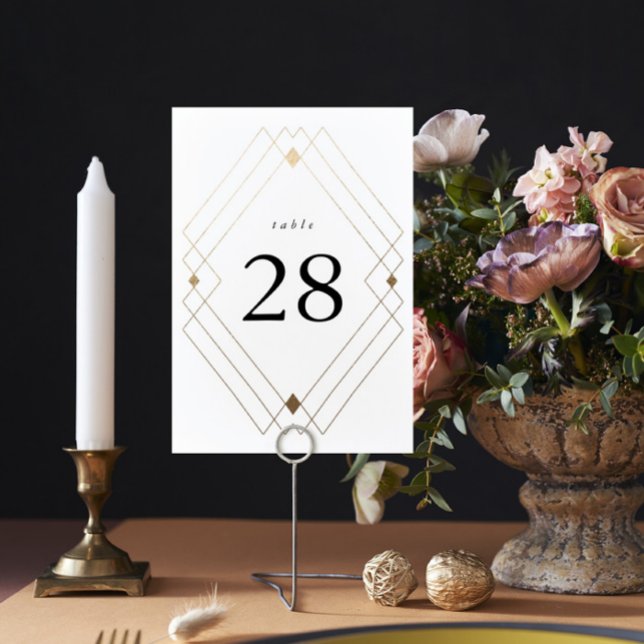 Numéro De Table Diamant Or Blanc Géométrique Mariage Gatsby (Créateur téléchargé)