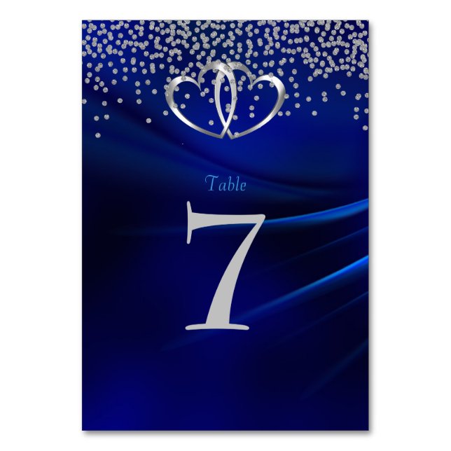 Numéro De Table Diamants Bleus Royaux et Coeurs Mariage Table Pas  (Par défaut)