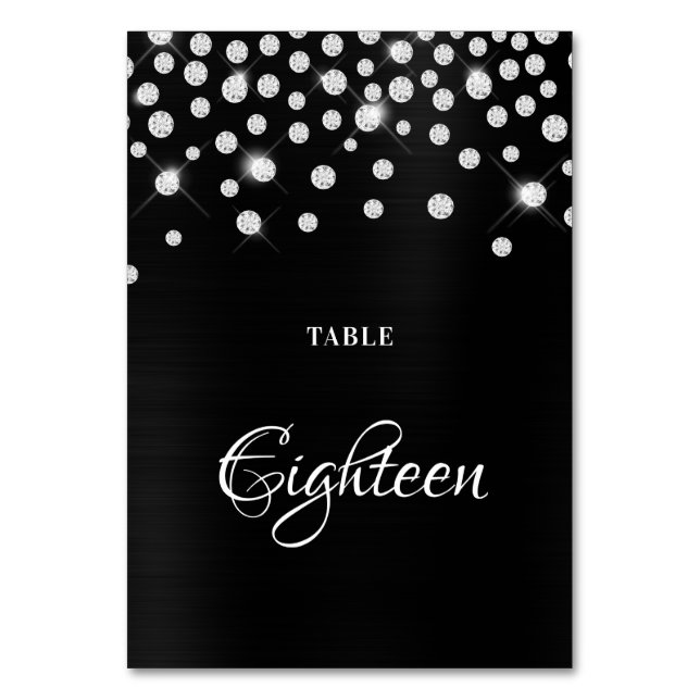 Numéro De Table Diamants Faux Argent Pailletés Feuille de Satin No (Par défaut)