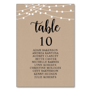 Numéro De Table Dîner mariage, Invités Rustiques Sièges Tableau Ta