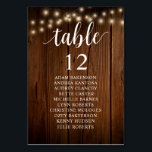 Numéro De Table Dîner mariage, Invités Rustiques Tableau De assise<br><div class="desc">Dîner mariage Table d'hôtes Carte,  Script rustique moderne,  Feux à cordes,  chalet arrière - plan en bois foncé Customisez le texte avec vos noms d'invités mariages et le numéro de table.</div>