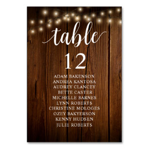 Numéro De Table Dîner mariage, Invités Rustiques Tableau De assise