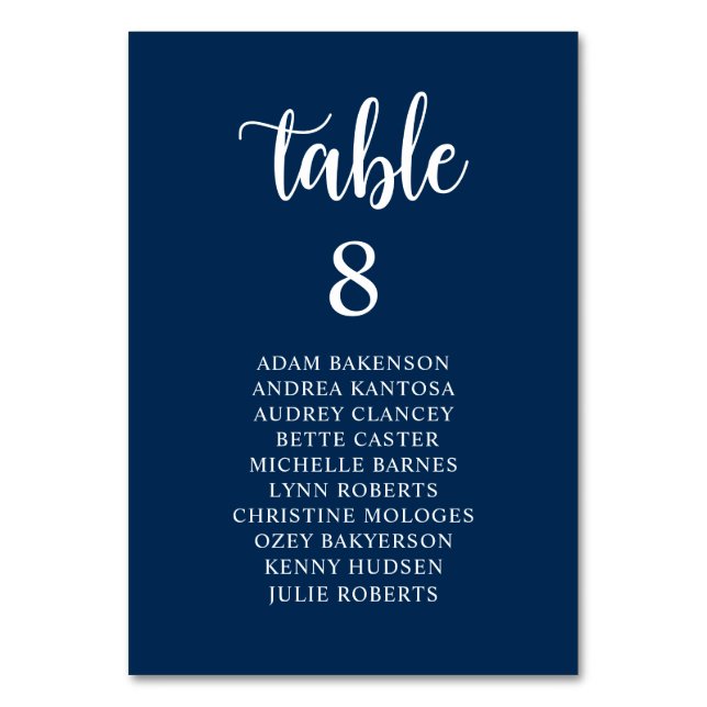 Numéro De Table Dîner mariage, Marine Blue Participants Tableau de (Par défaut)