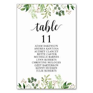 Numéro De Table Dîner mariage, Places de verdure