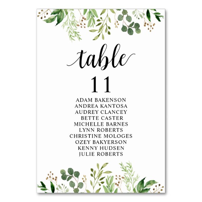 Numéro De Table Dîner mariage, Places de verdure (Par défaut)