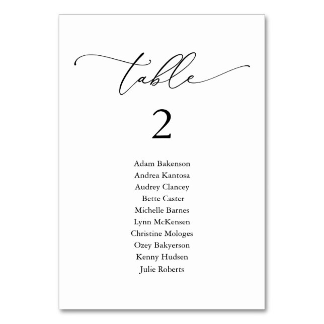 Numéro De Table Dîner mariage, Tableau des places modernes N (Par défaut)