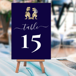 Numéro De Table Dinosaur Mariée et Mariage de la salle Marine Bleu