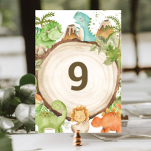 Numéro De Table Dinosaures amicaux mignons 1er Baby shower d'anniv