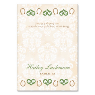 Numéro De Table do-it-yourself Shamrock et Coeurs Horseshoe Tente 
