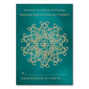 Numéro De Table do-it-yourself Turquoise et or indien Tente Style 