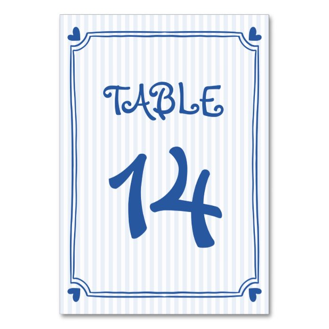 Numéro De Table Doodle gribouillant bleu dessiné à la main, rayure (Par défaut)