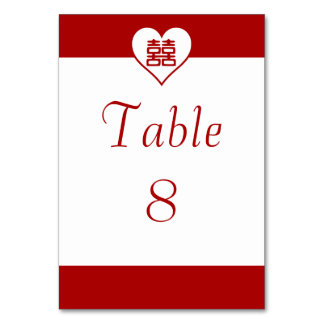 Numéro De Table Double Bonheur - Coeur rouge gras