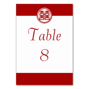 Numéro De Table Double Bonheur Rouge foncé - rond