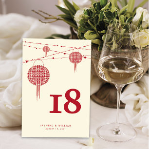 Numéro De Table Double Happiness Lanternes Rouges Mariage Chic Chi