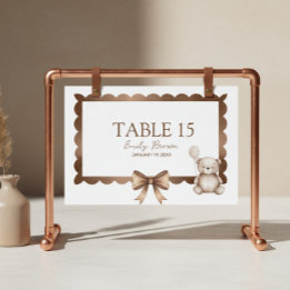 Numéro De Table Douce Attente Fête de Naissance Ourson Neutre