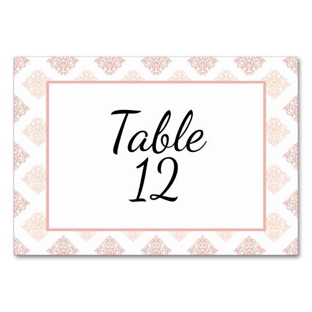 Numéro De Table Douce Damask Blush Rose Pêche (Devant)