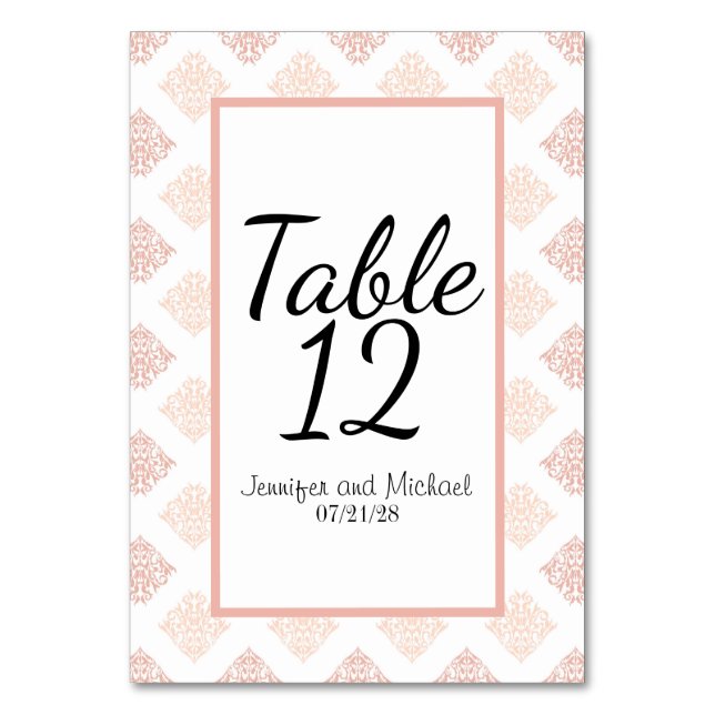 Numéro De Table Douce Fleur de Pêche Blush Damassé (Par défaut)