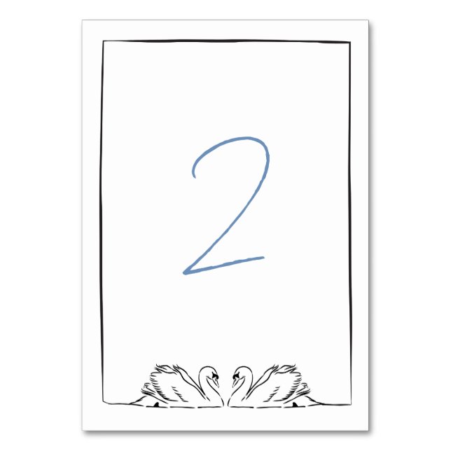 Numéro De Table Douceur de Mariage Cygnes Simple Dessinés à la Mai (Par défaut)