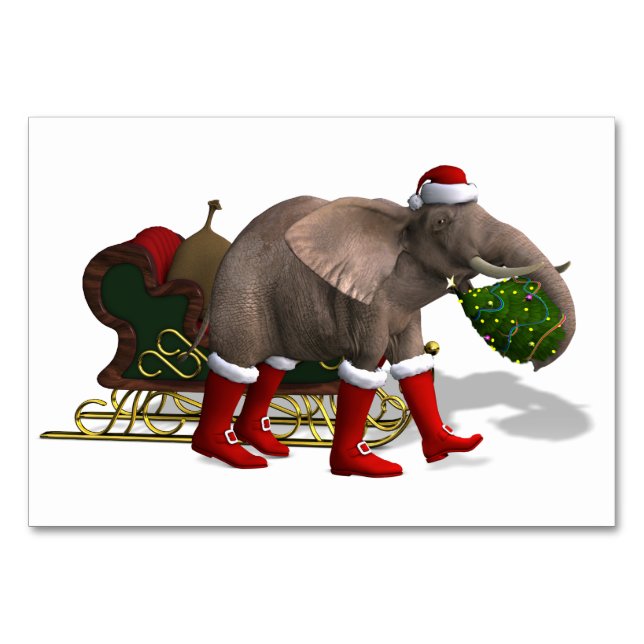 Numéro De Table Doux Père Noël Éléphant (Devant)
