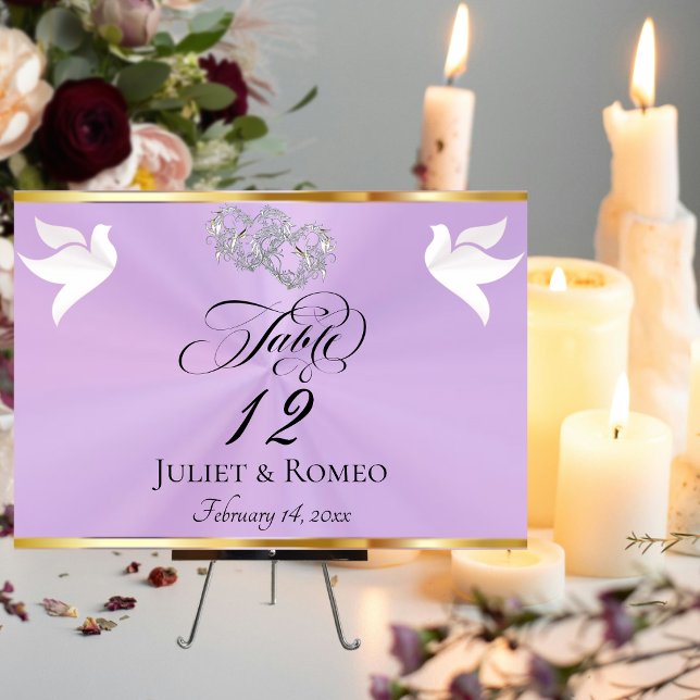 Numéro De Table Doves & Hearts - Lavender/Silver (Créateur téléchargé)