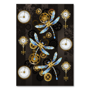 Numéro De Table Dragonflies de Steampunk sur arrière - plan rayé b