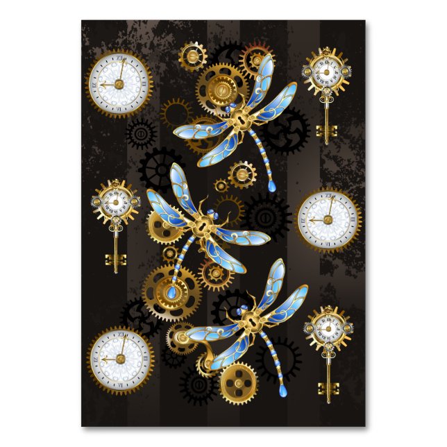 Numéro De Table Dragonflies de Steampunk sur arrière - plan rayé b (Par défaut)